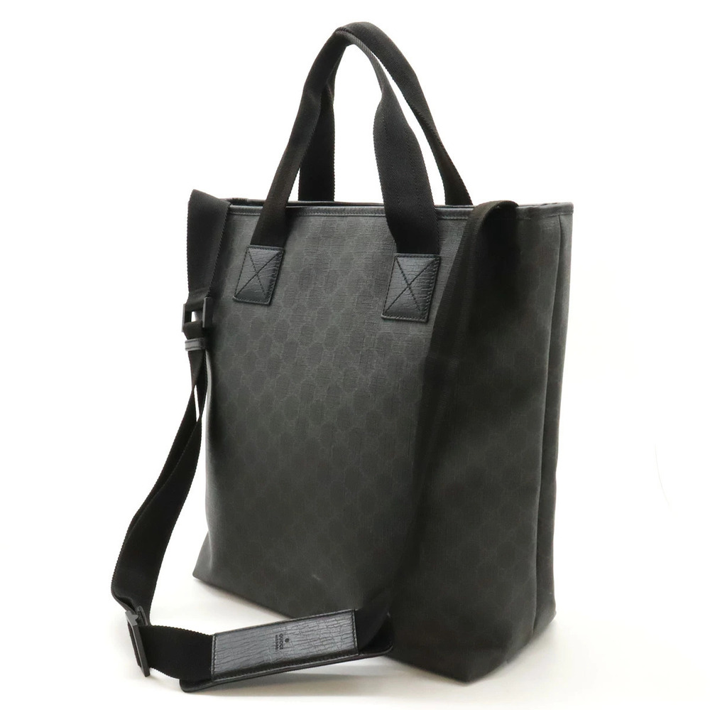 Gucci Tote GG Black Supreme Bag Leather Gray Shoulder Crossbody
